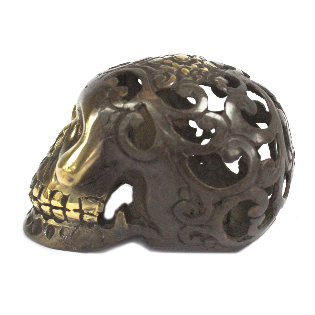 Vintage Brass Skull Med Feng Shui Decor for Home Serenity and Peace