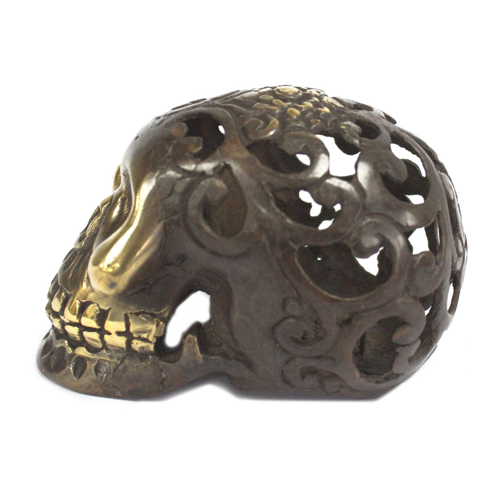 Vintage Brass Skull Med Feng Shui Decor for Home Serenity and Peace