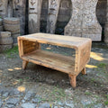Small Rounded Coffee Table with Unique Recycled Wood Design for Homes