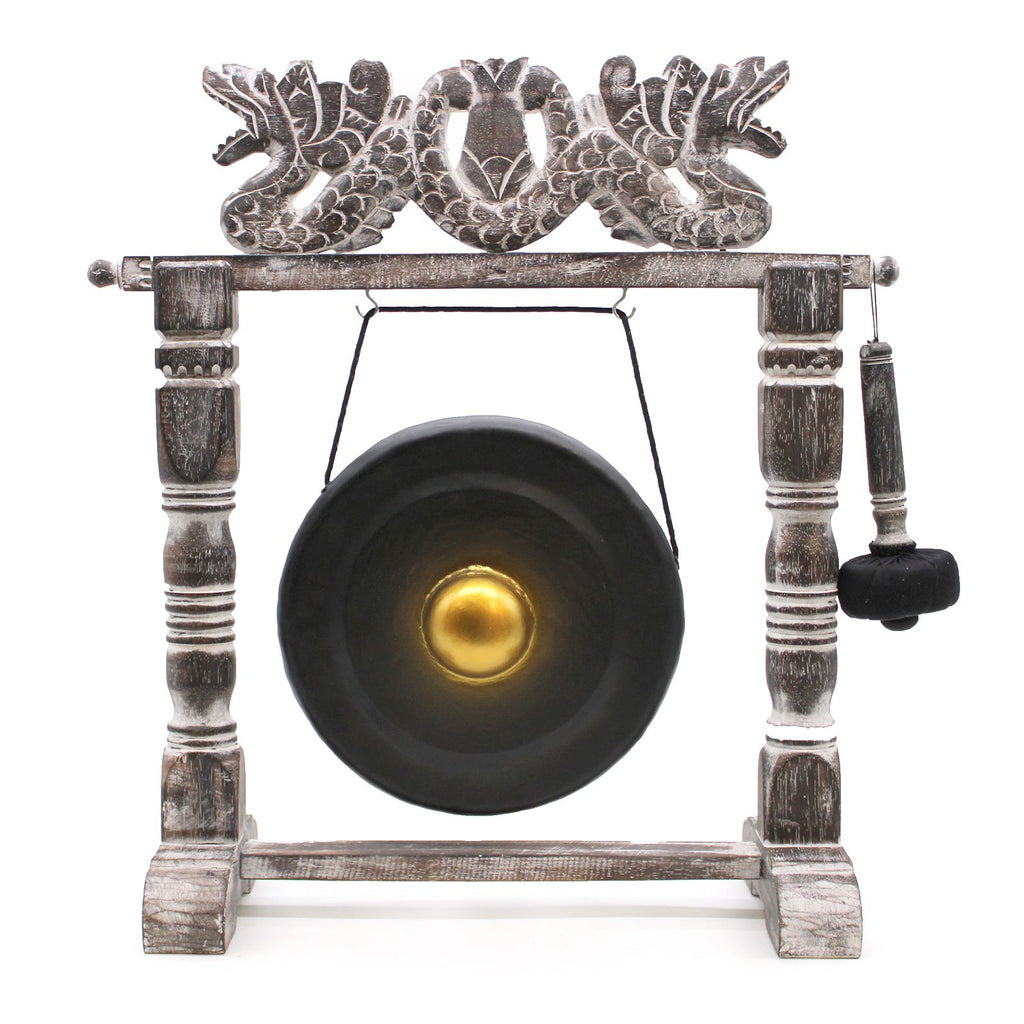 Small Black Healing Gong with Stand 25cm for Tranquil Spaces