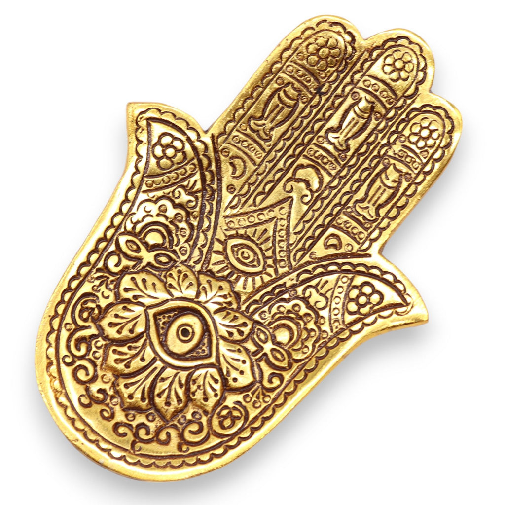 Gold Aluminium Small Hamsa Incense Holder for Home Decor