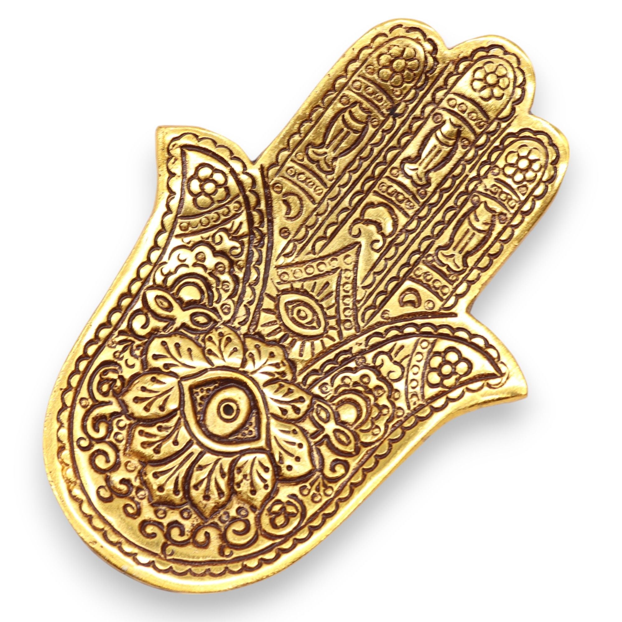 Gold Aluminium Small Hamsa Incense Holder for Home Decor