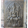 Large Ganpati Iron Frame Antique Gold Relief 0.7x1m Artwork