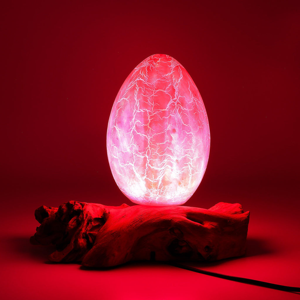 DriftGlow Lamp with Crackle Fire Egg Shade in Orange Finish