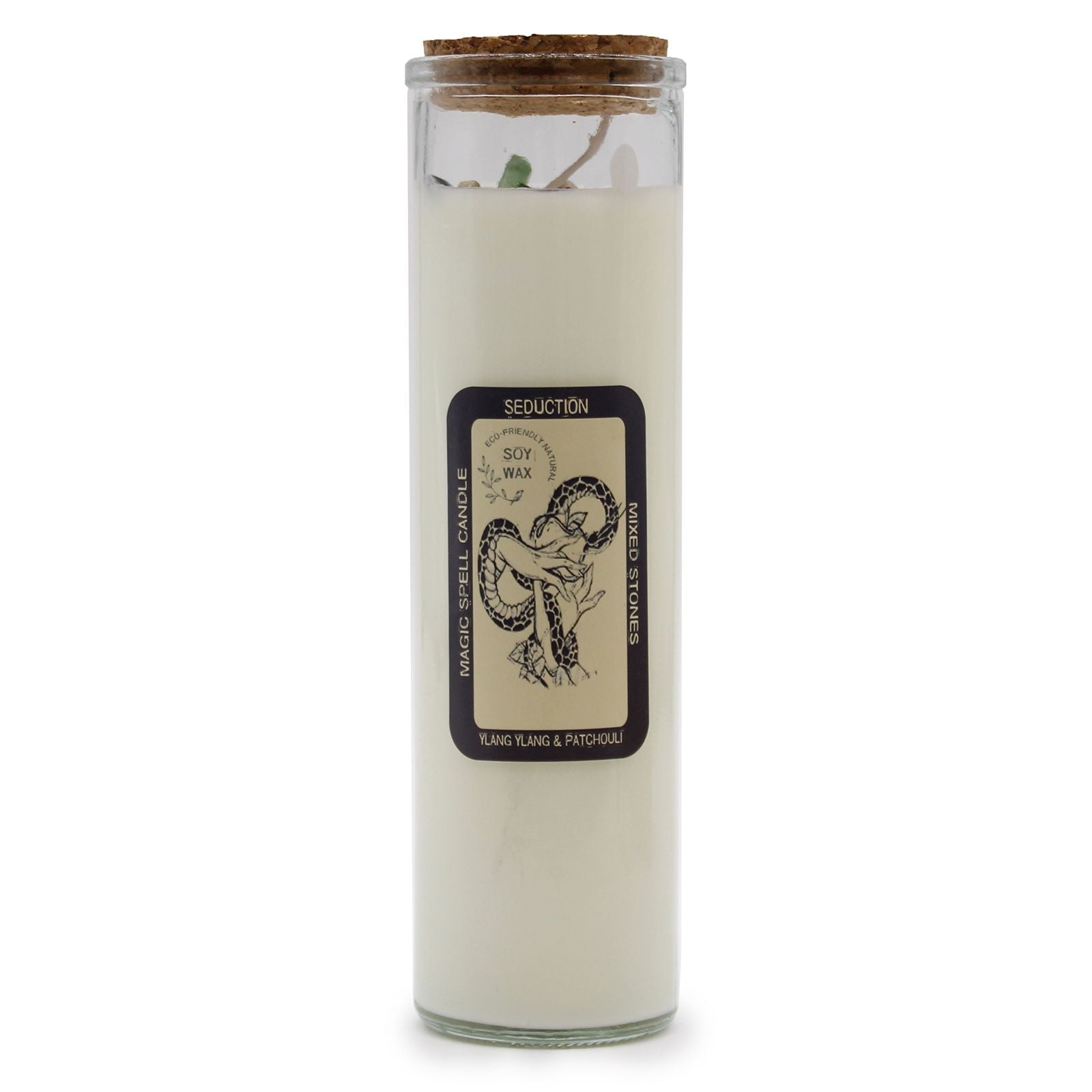 Magic Spell Candle Seduction with Gemstones and Ylang Ylang Aroma