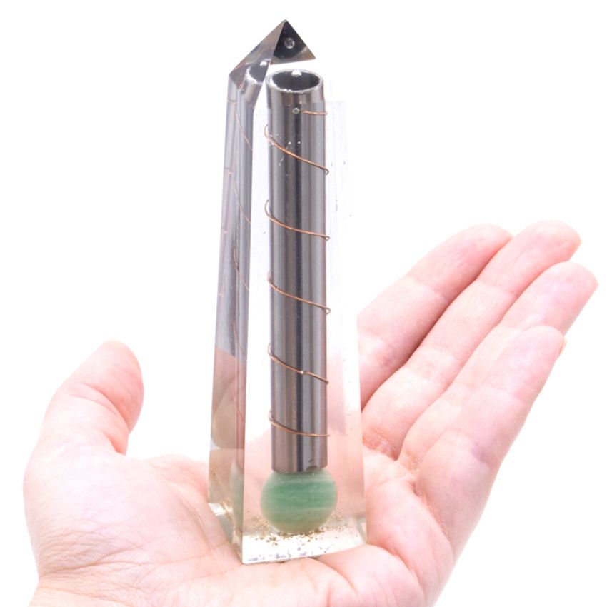 Orgonite Obelisk Power Point Green Aventurine for Home Decor