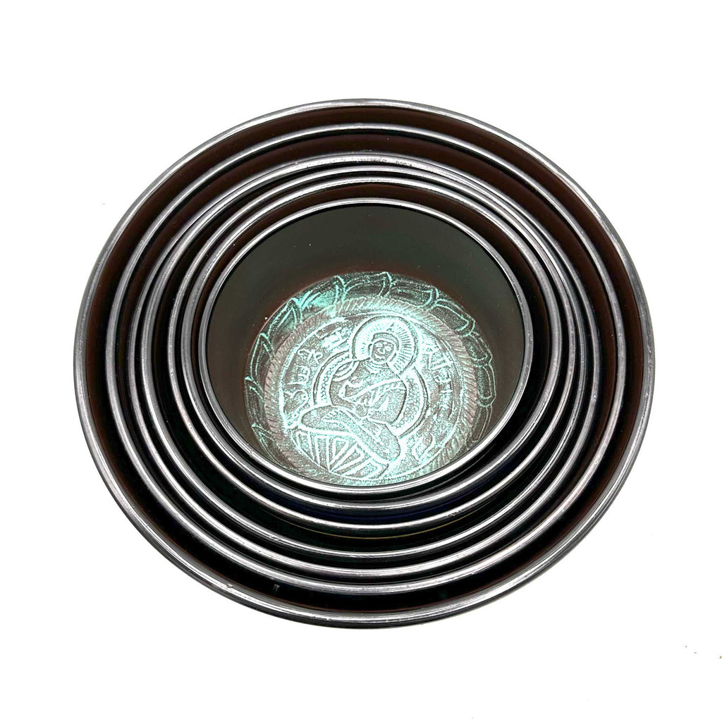 Small Chakra Set of Seven Singing Bowls for Home Decor Display