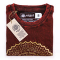 Nomad Sari Stonewashed Cotton T Shirt with Mandala Design in Maroon