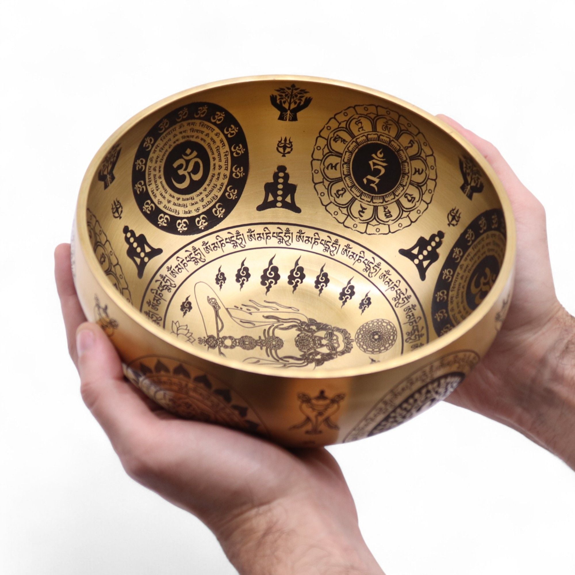 Pure Brass Etched Yogi Set of 4 Singing Bowls for Meditation