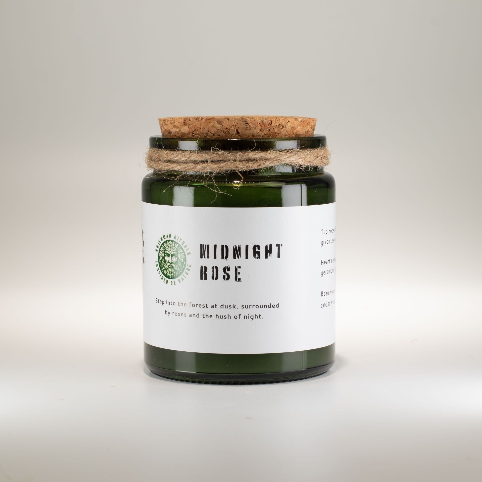 Greenman Woodwick Soy Candle Midnight Rose in Deep Green Jar