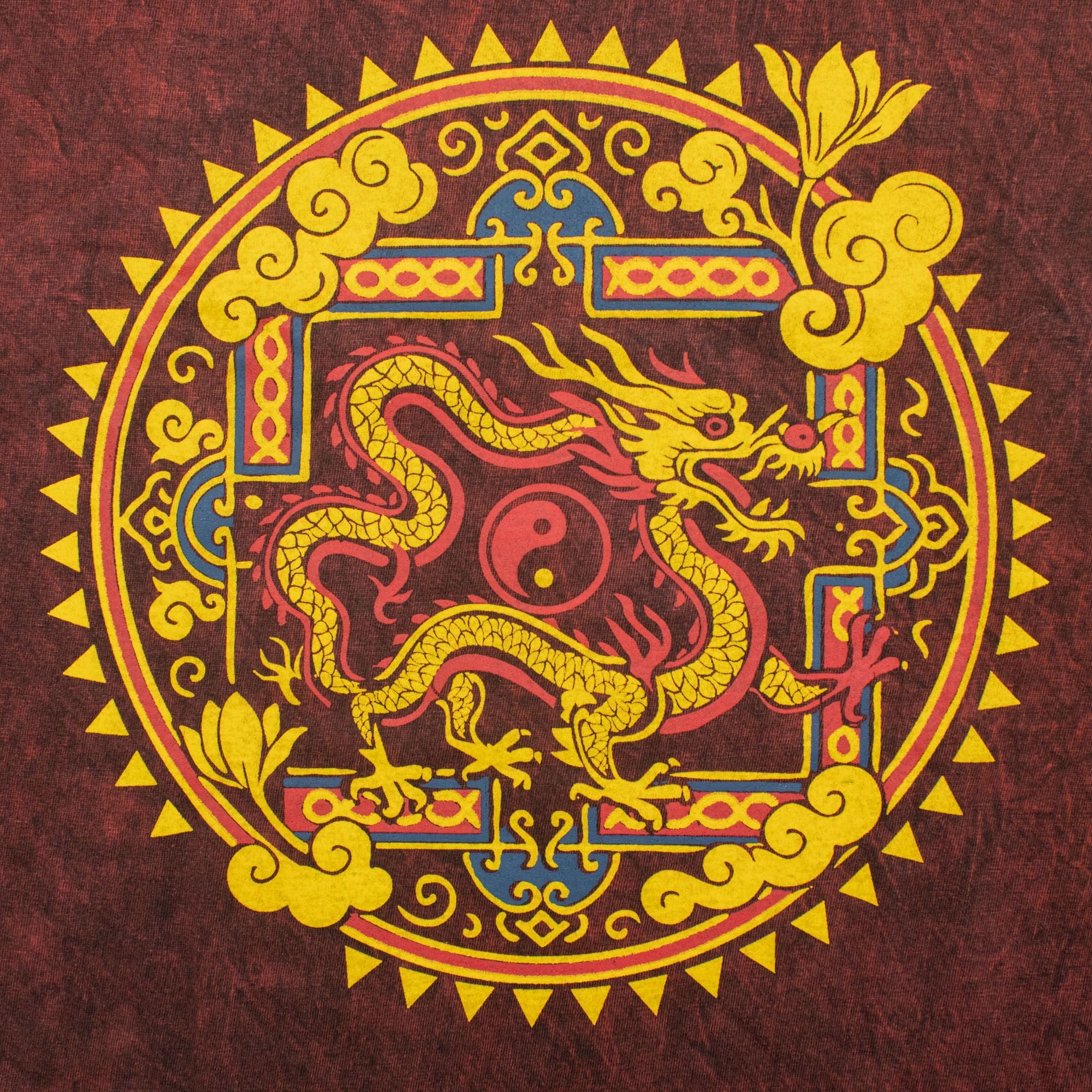 Nomad Sari Stonewashed Cotton T Shirt with Dragon Mandala Design