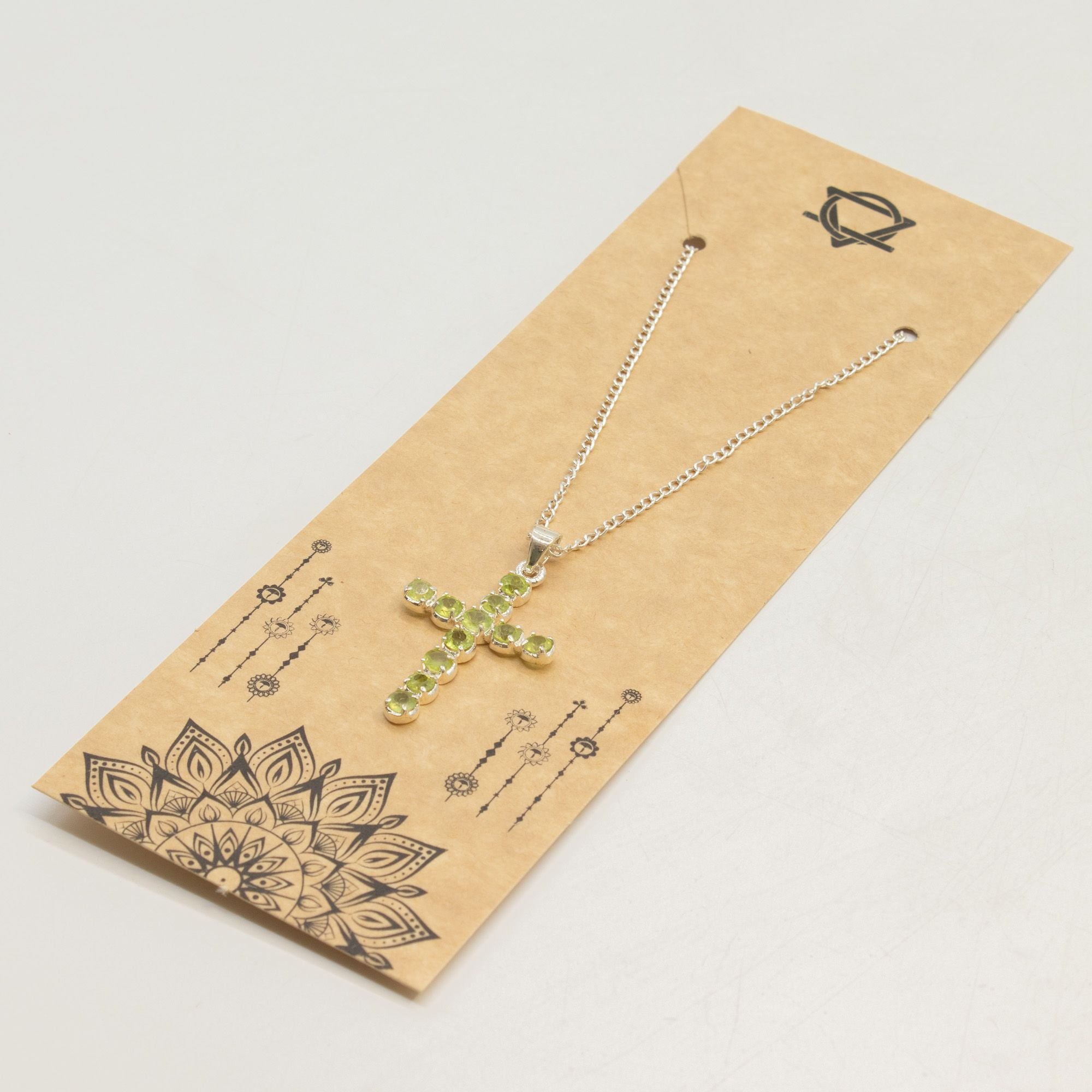 Indian Devotional Pendant with Silver Plated Chain and Peridot