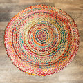 Stylish Round Jute and Recycled Cotton Rug 120 cm for Home Decor