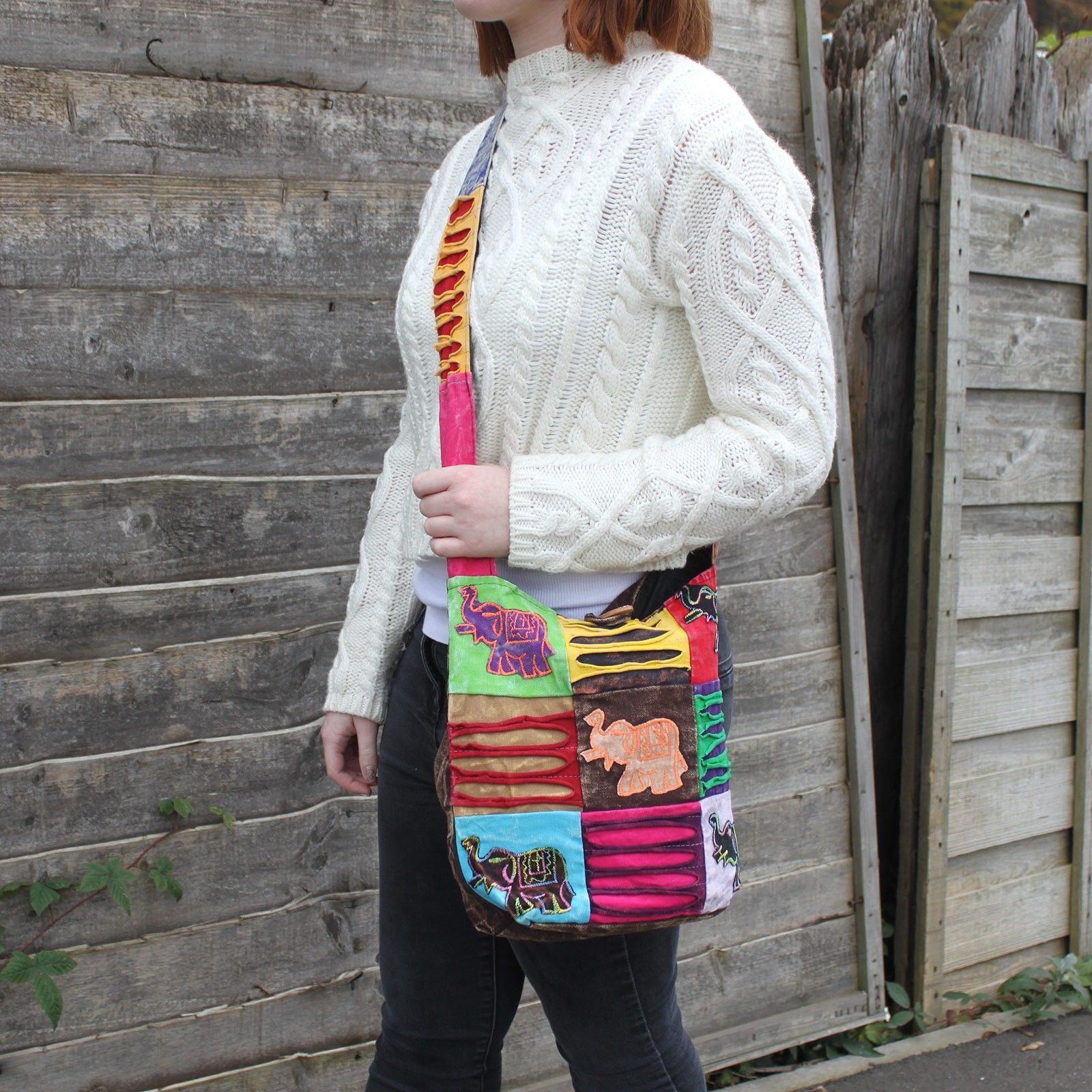 Stylish Ethnic Sling Bag in Chocolate with Unique Elephant Motif
