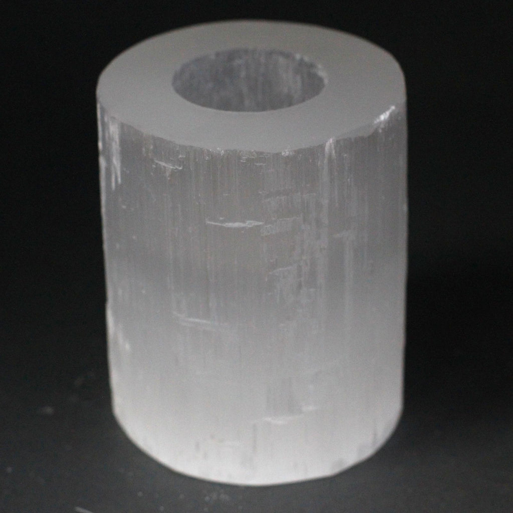 Elegant Selenite Cylinder Candle Holder 10 cm for Home Decor