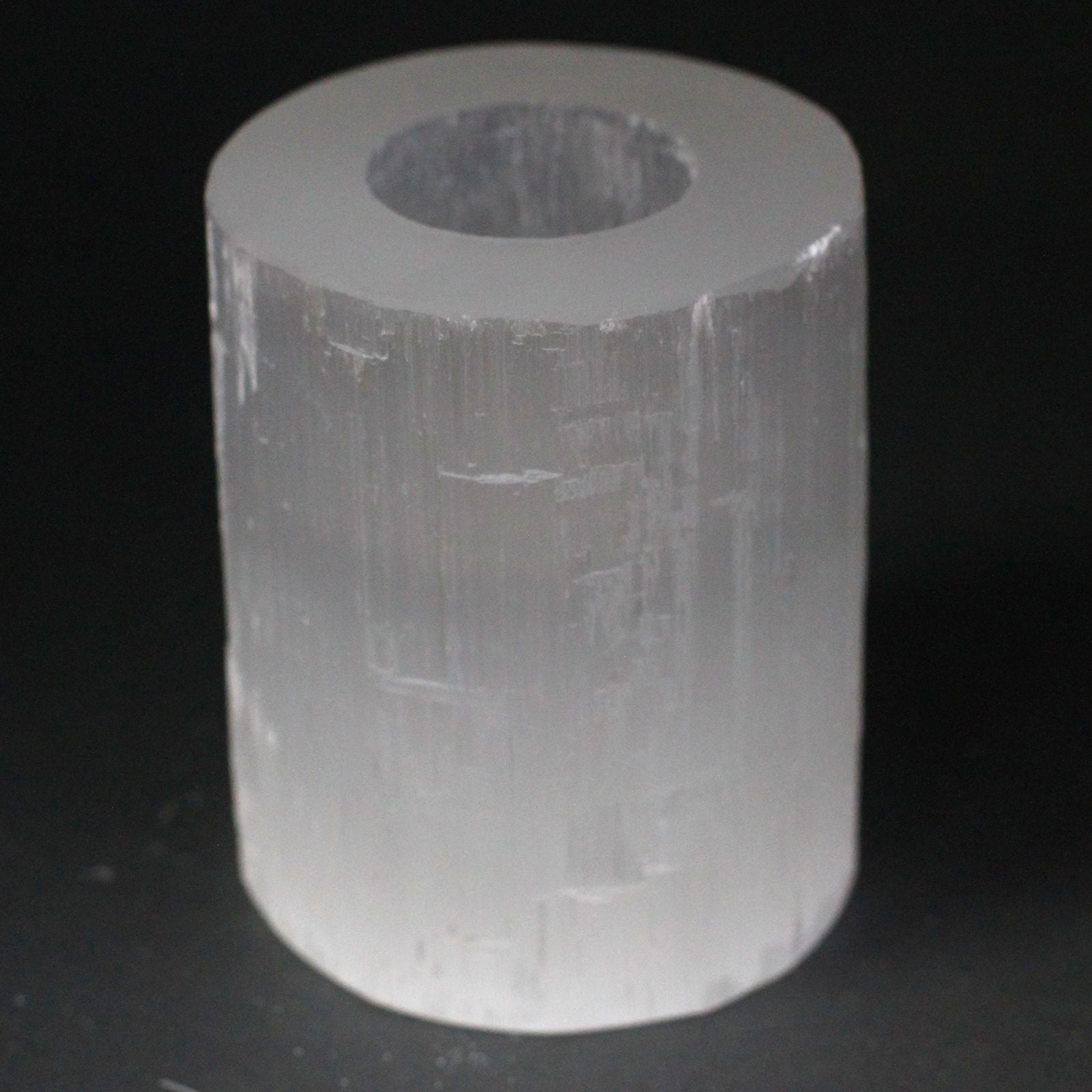 Elegant Selenite Cylinder Candle Holder 10 cm for Home Decor