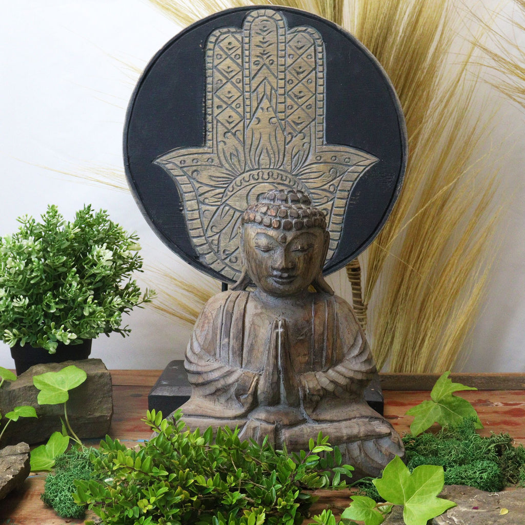 Buddha Feng Shui Set with Hamsa Design in Serene Grey Colour