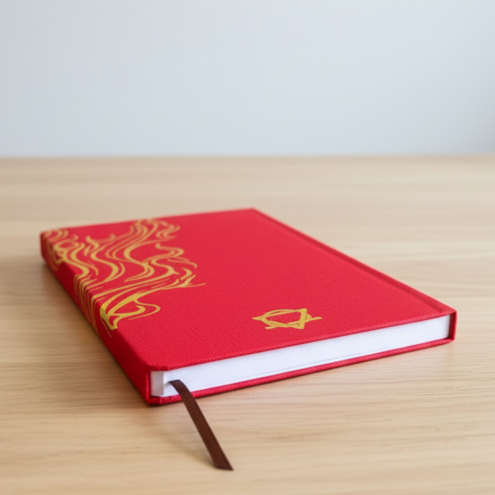 Red Wellness Journal with Golden Mandala and Lotus Design