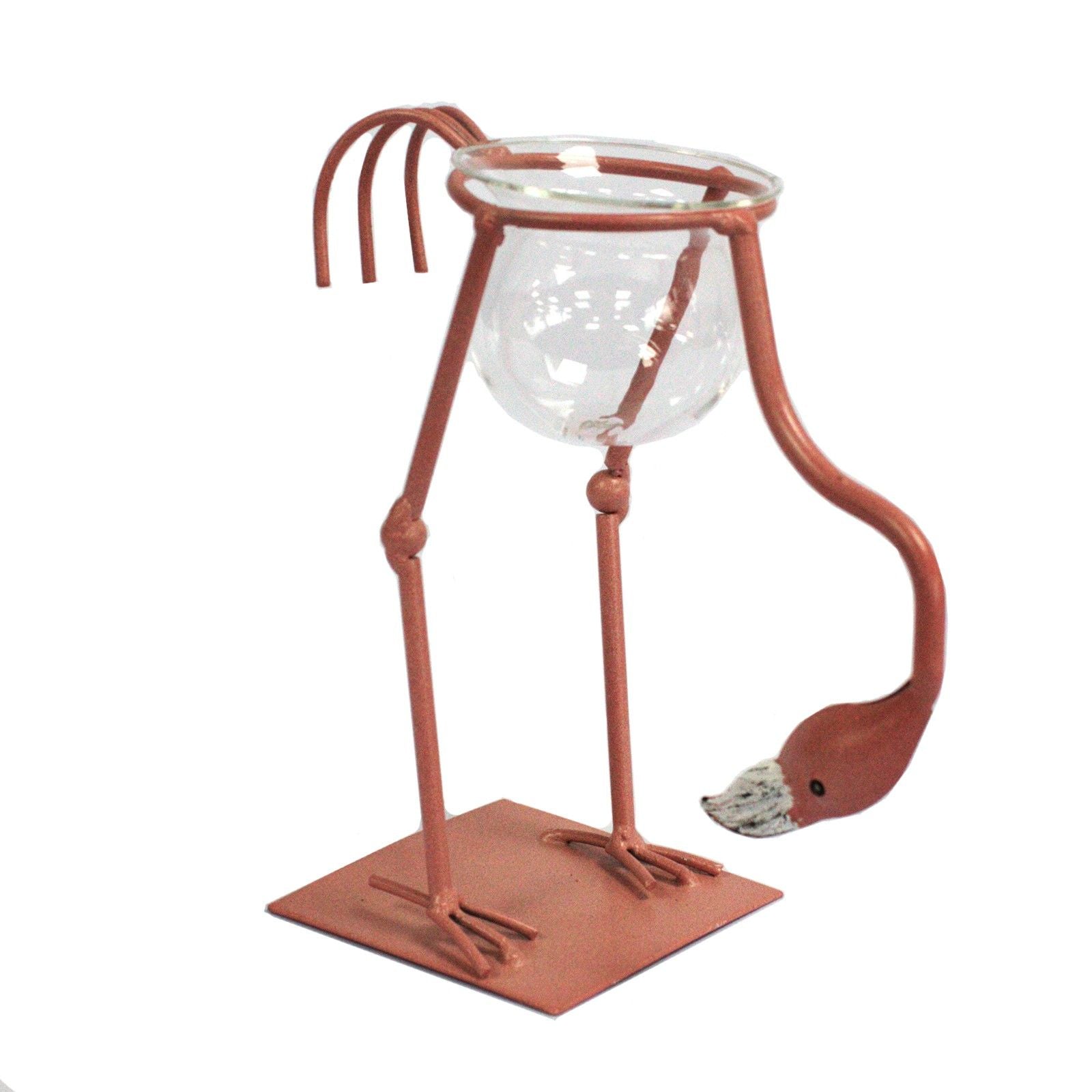 Hydroponic Home Décor with Pink Metal Flamingo Design 3