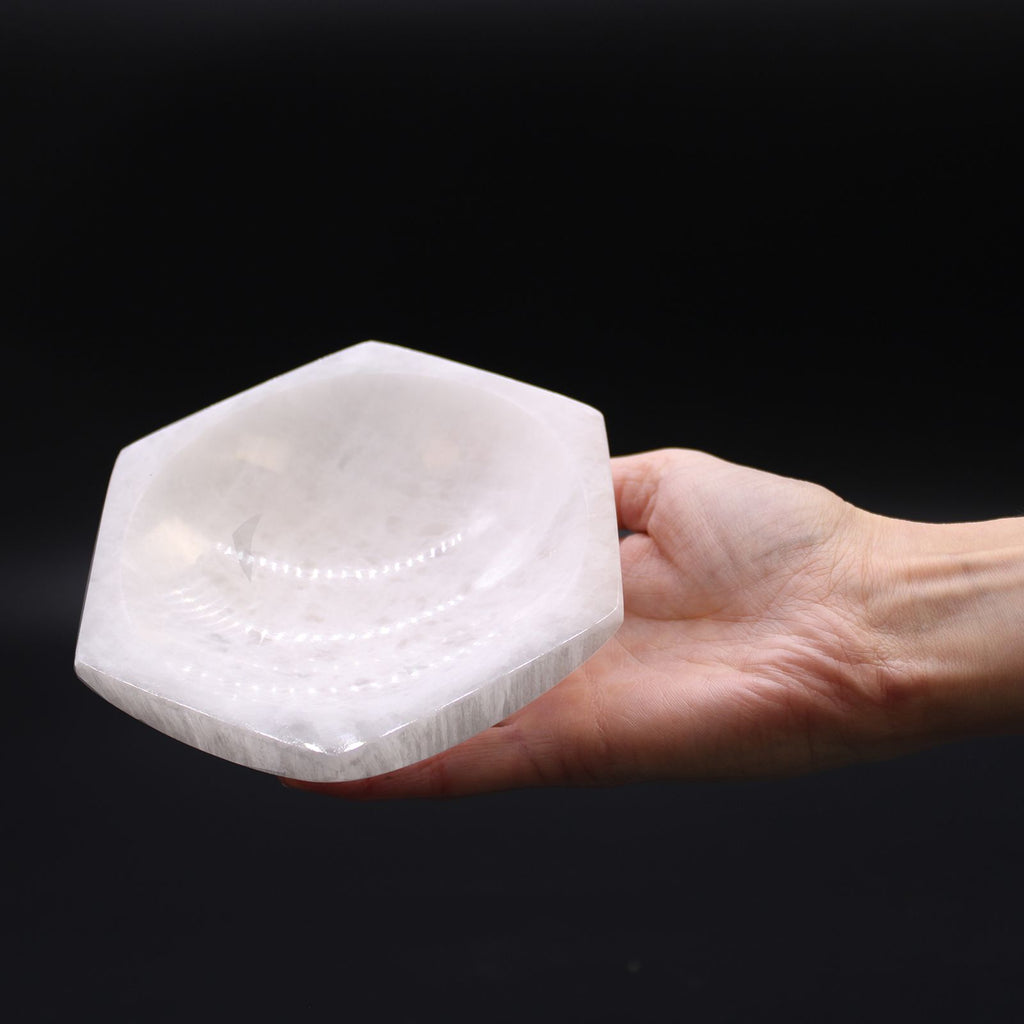 Selenite Hex Bowl 15cm for Elegant Home Decor and Display