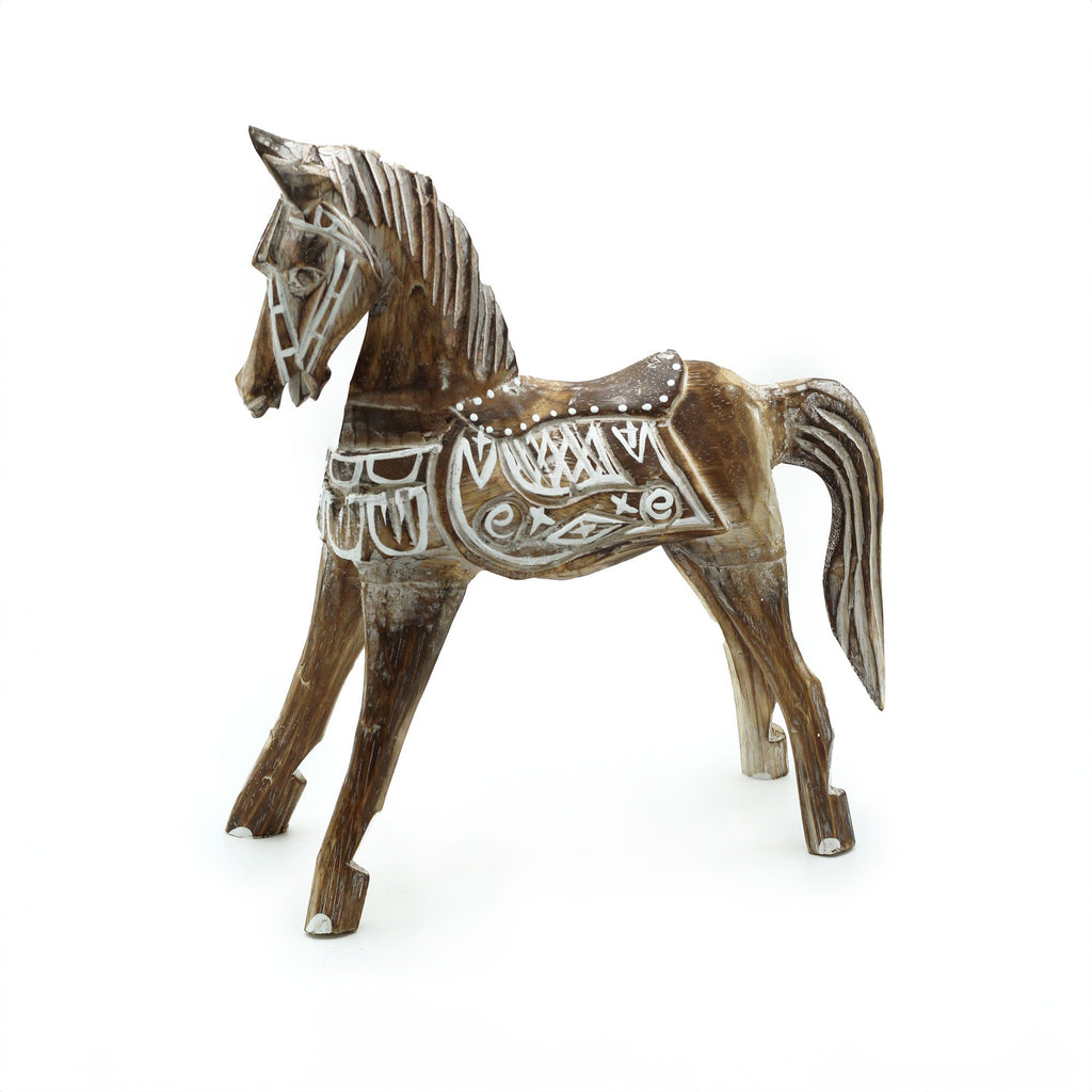 Medium Antique Horse Vintage Wooden Decorative Figure 25 cm Tall