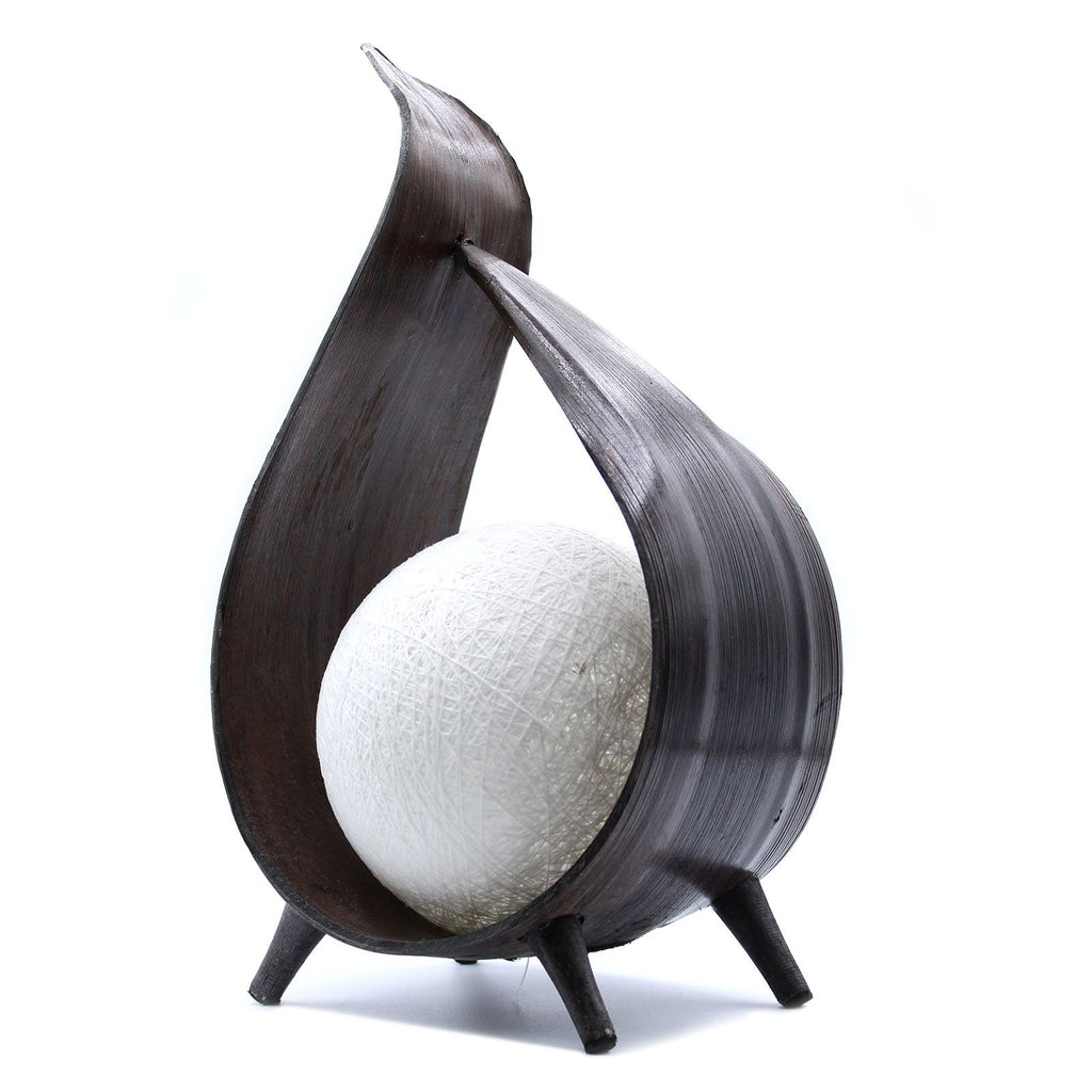 Natural Coconut Lamp with Chocolate Wrapover Twist for Unique Decor