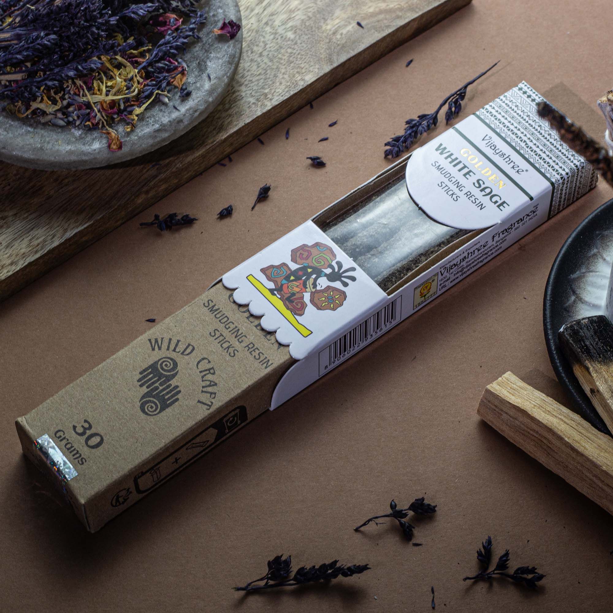 Golden White Sage Smudging Resin Sticks in 30g Pack