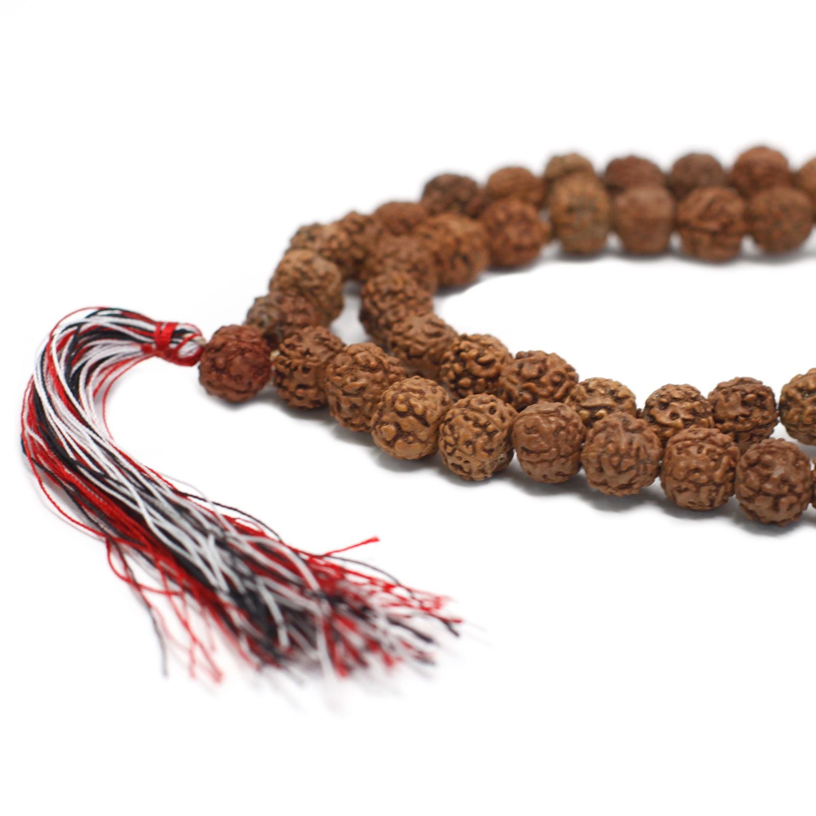108 Rudraksha Mala Natural Beads with Chunky Tassel Design