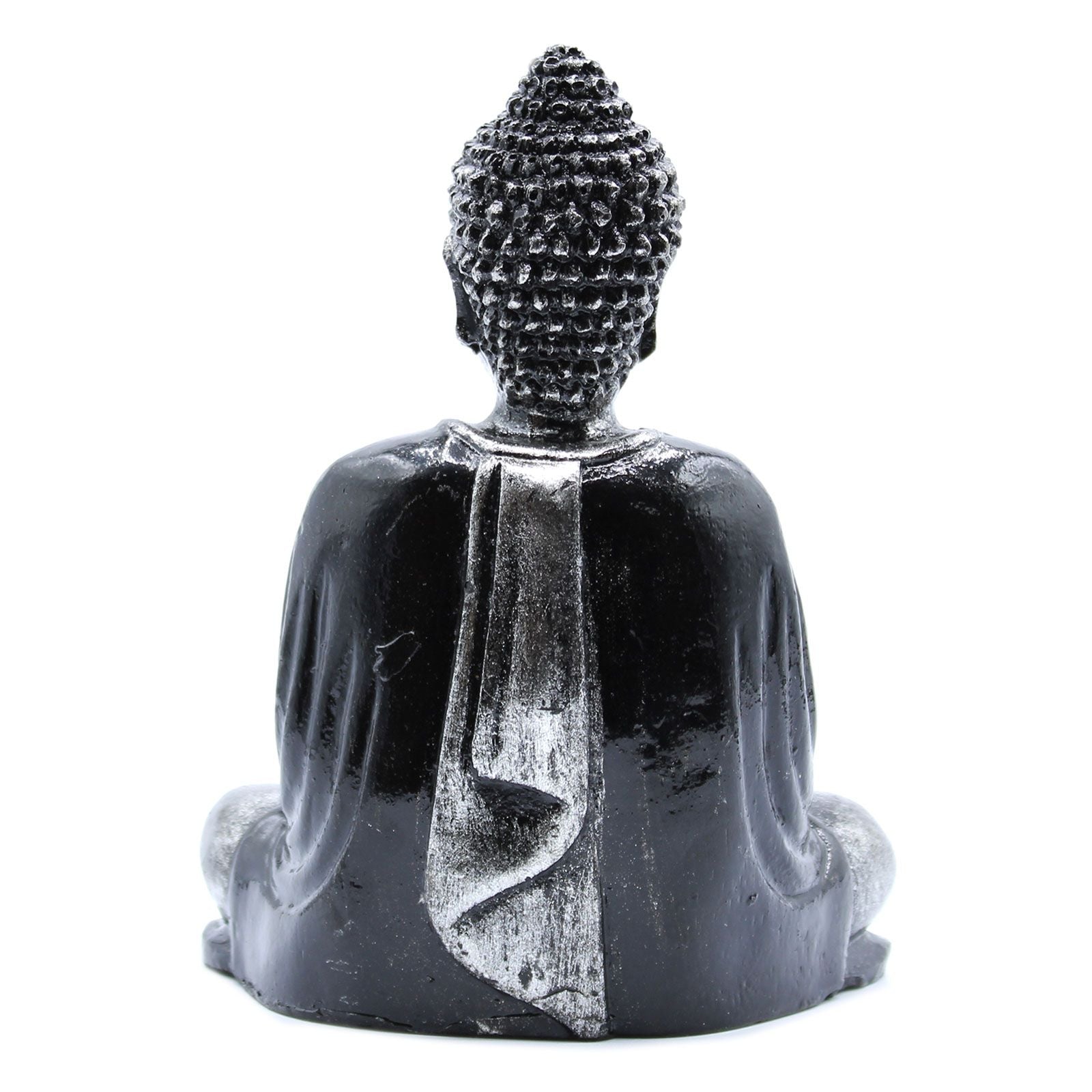 Medium Black and Grey Buddha Statue Hand Painted Resin Decor