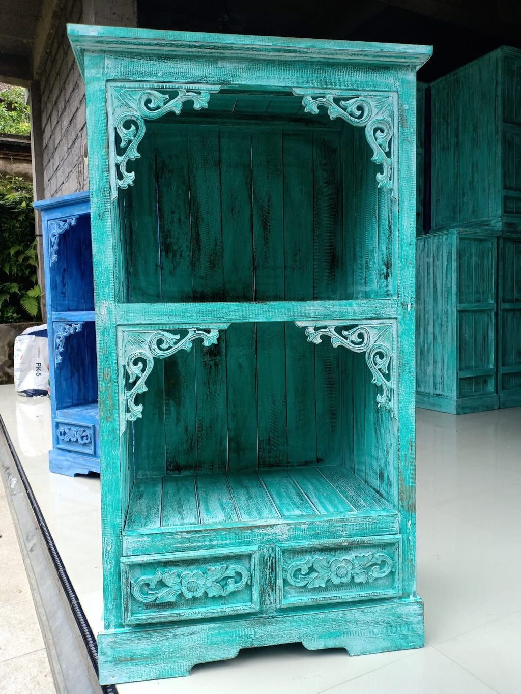 Albasia Bathroom Cabinet in Turquoise Wash for Stylish Storage