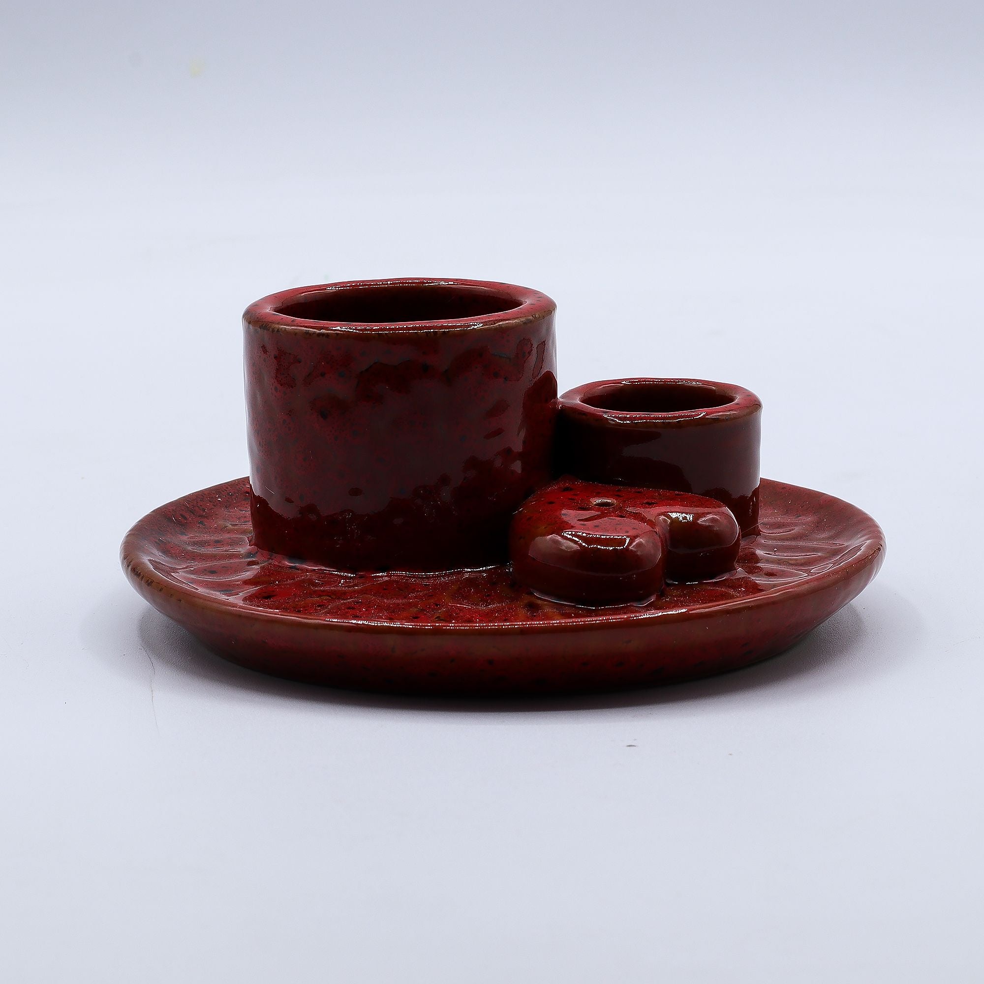 Palo Santo Stick & Smudge Holder Mandala Red with Heart Design