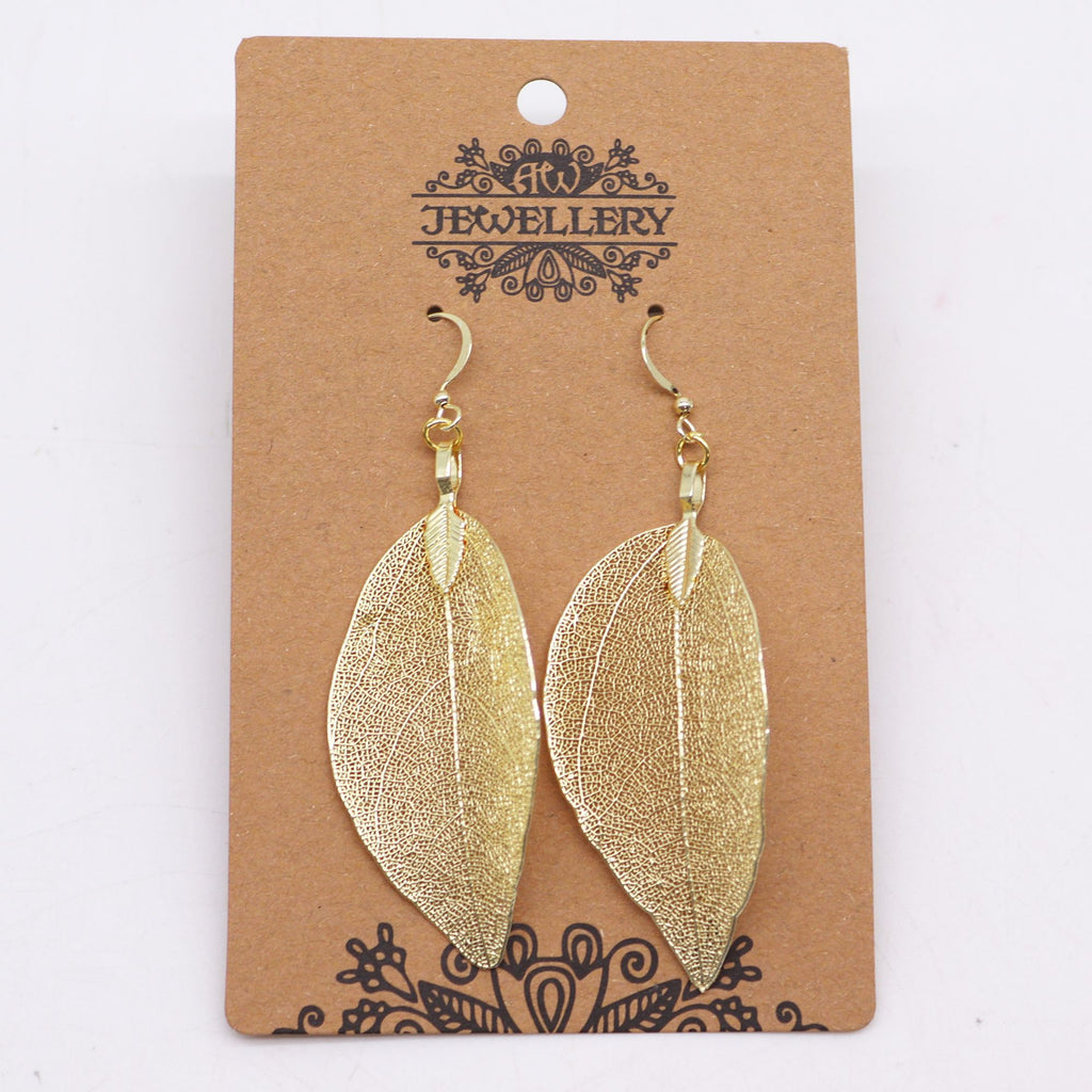 Bravery Leaf Gold Earrings Unique Nature Inspired Leaf Jewellery