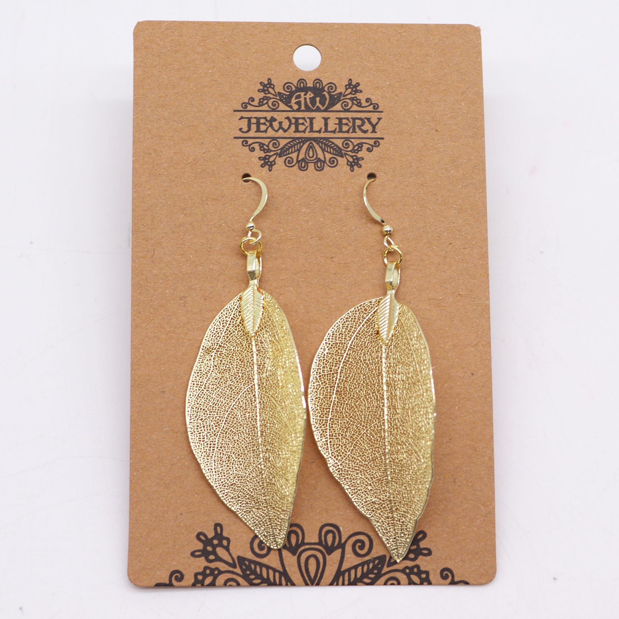 Bravery Leaf Gold Earrings Unique Nature Inspired Leaf Jewellery