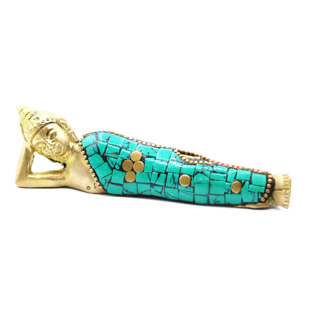 Brass Buddha Figure Lying Down 10cm for Tranquil Home Decor