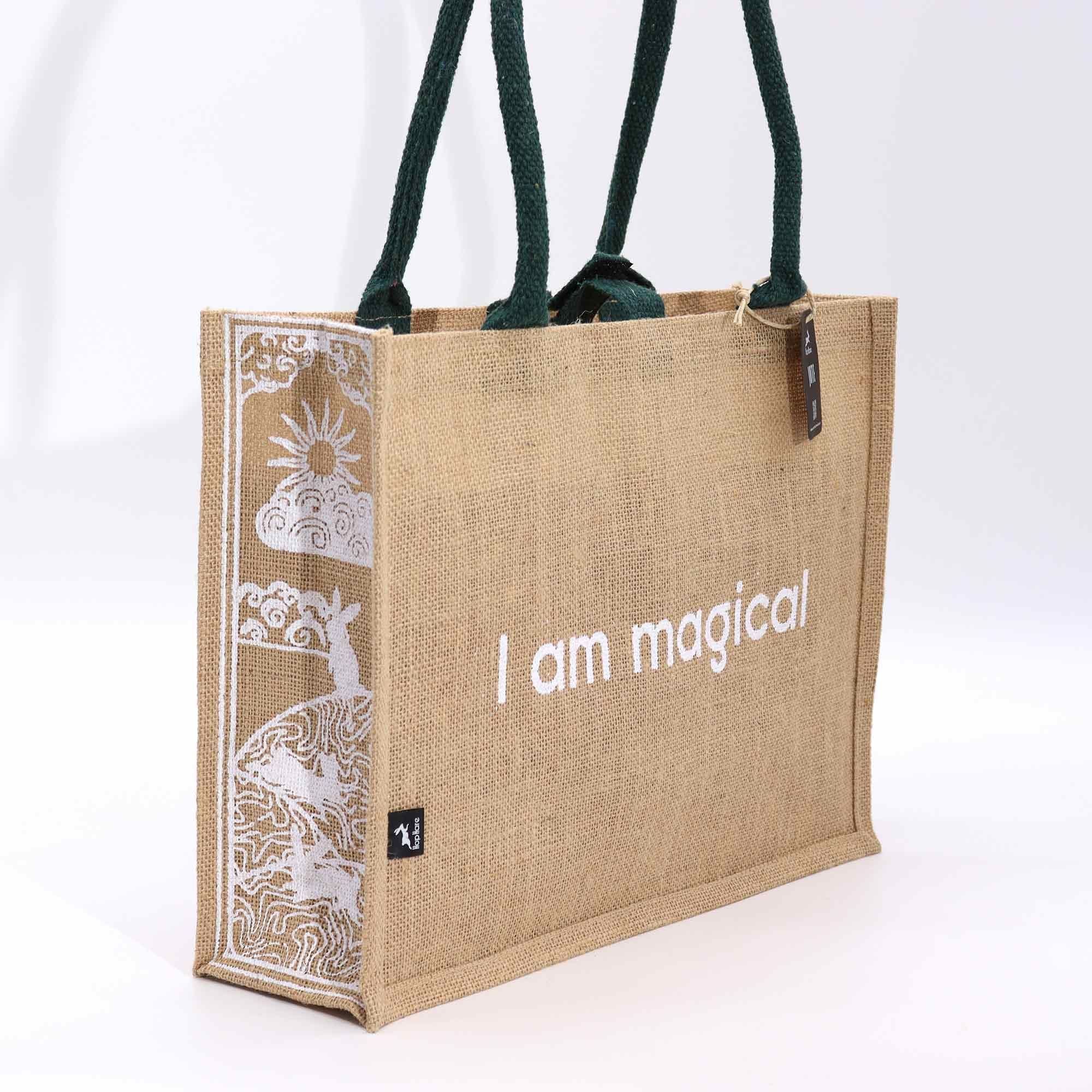 Hop Hare Jute Big Bag with I am Magical Design for Eco Fashion
