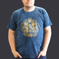 Nomad Sari Stonewashed Cotton T Shirt with Hamsa Design in Blue