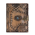Brown Tan Book with Evil Eye Decor and 160 Deckle Edge Pages
