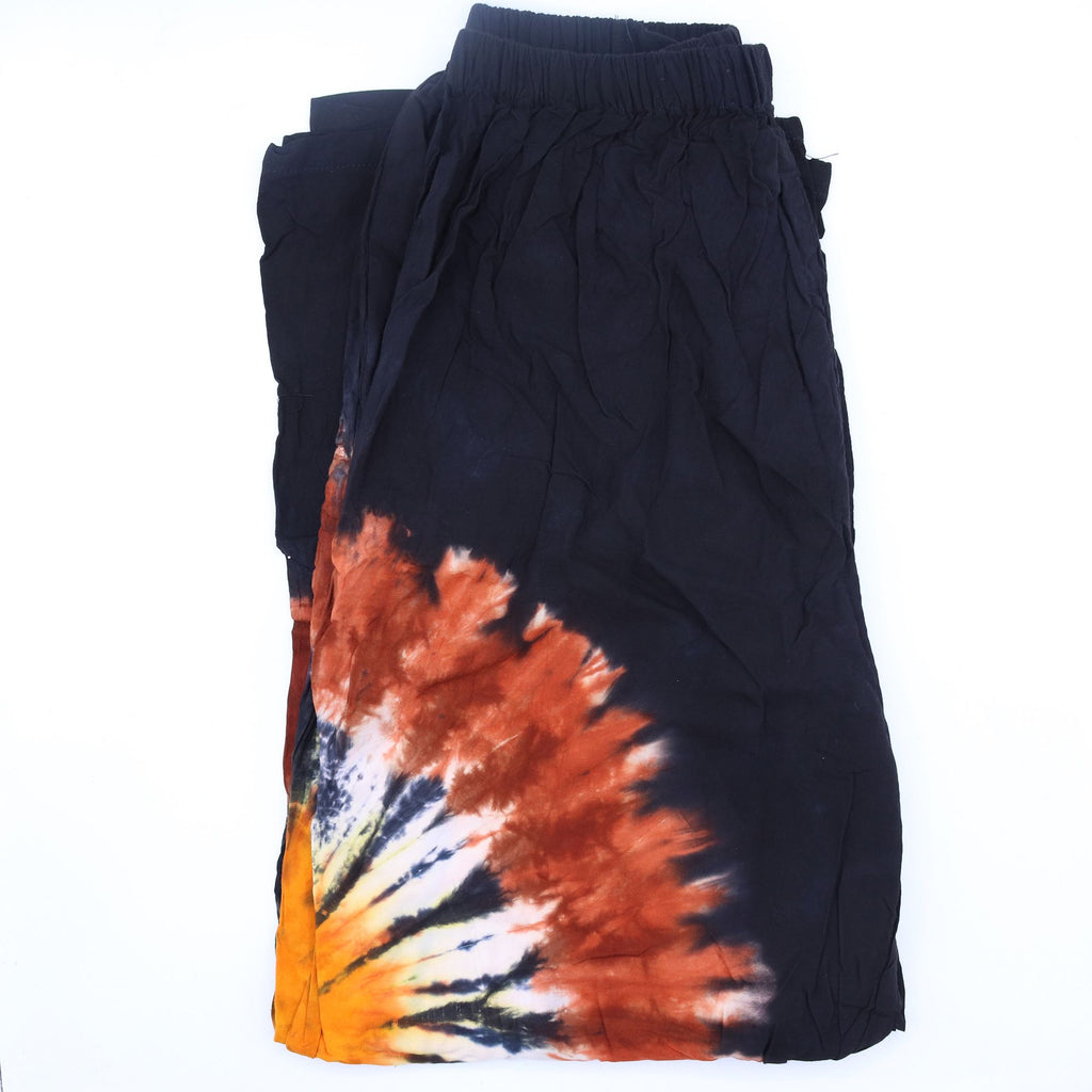 Japanese Style Lounge Pants in Black Chocolate and Orange Medium