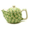 Small Herbal Teapot Green Daisey for Individual Tea Enjoyment