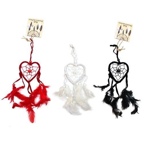 Bali Dreamcatchers Small Heart Black White Red for Sweet Dreams