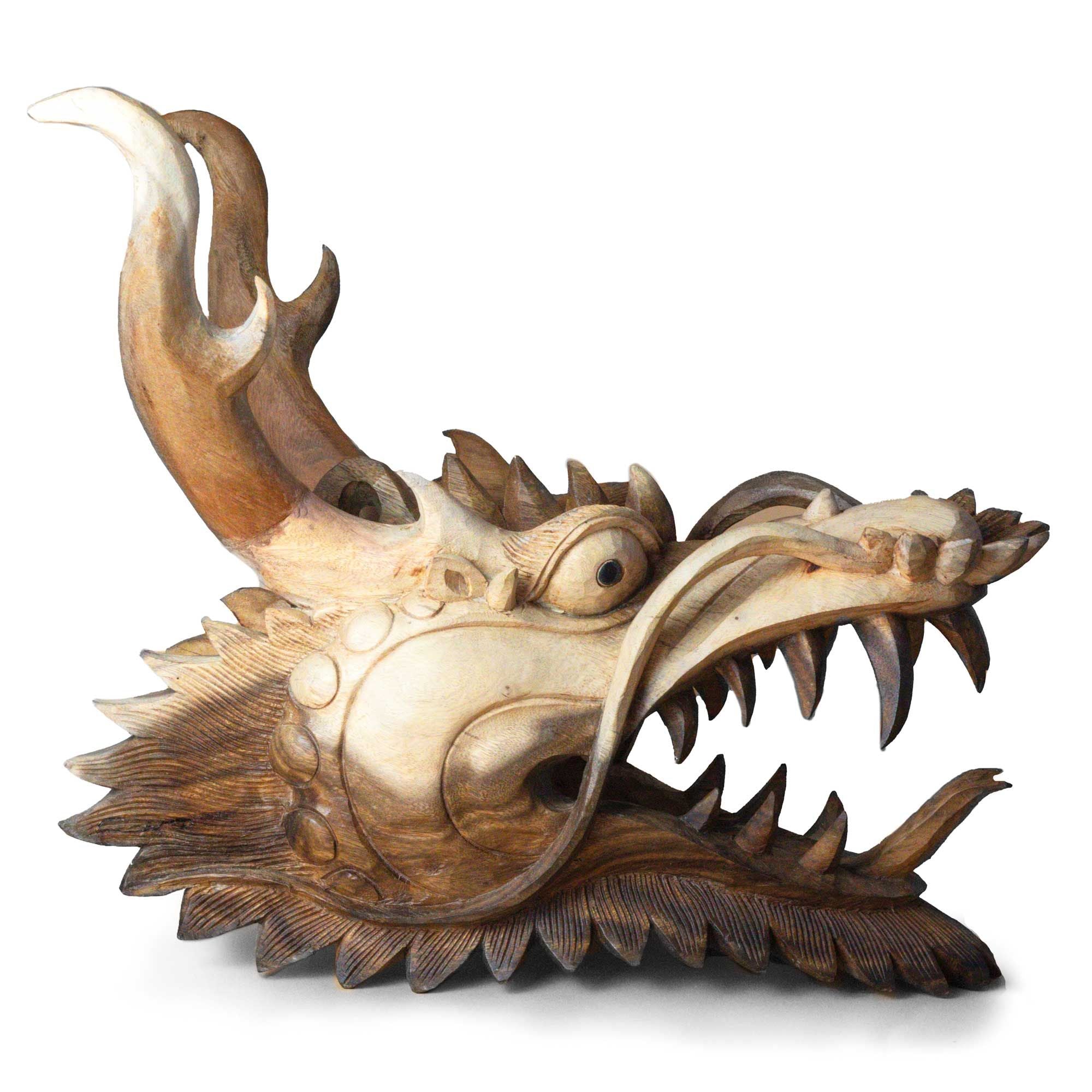 Life Size Dragon Head Carving 30cm Stunning Decorative Art Piece