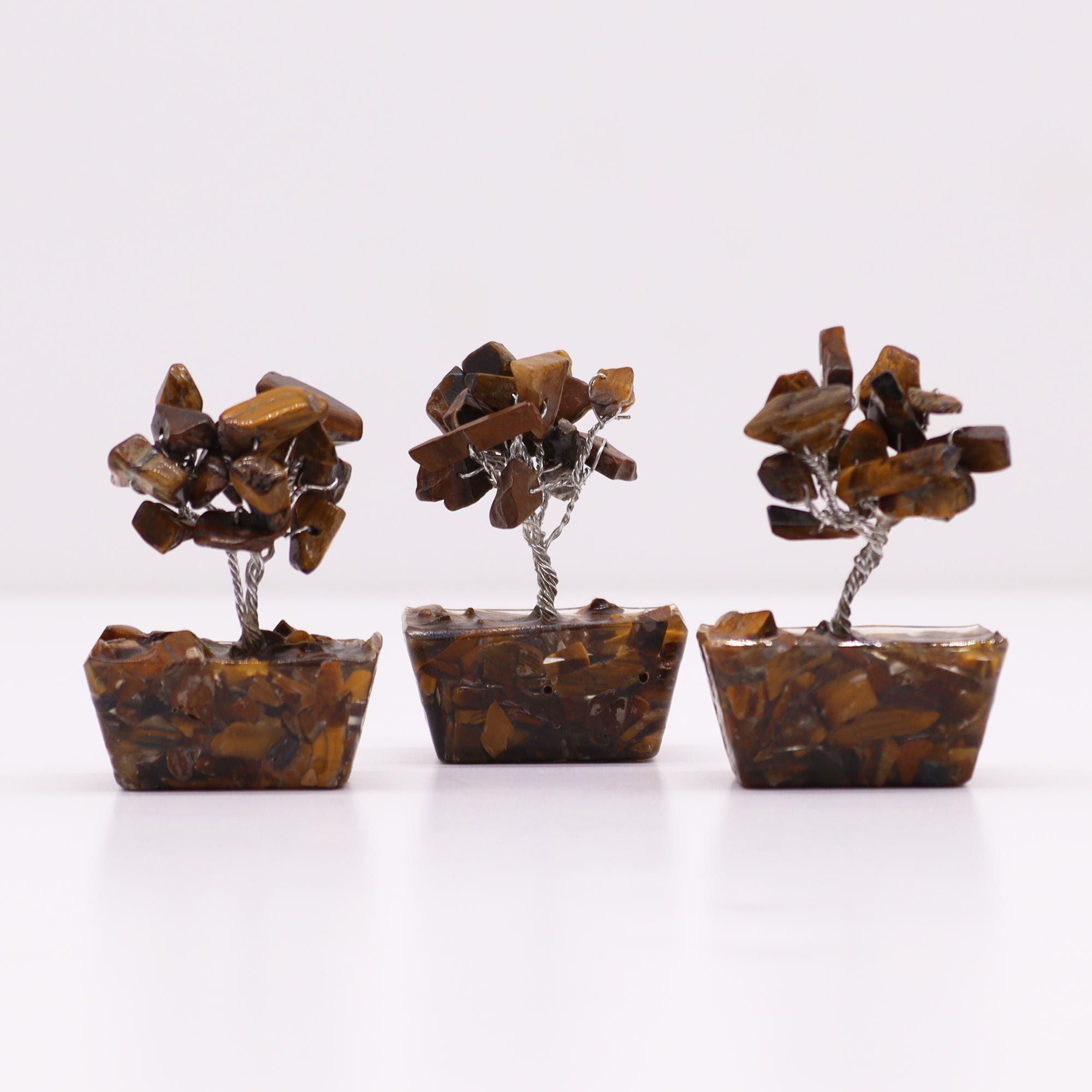 Mini Gemstone Tree on Orgonite Base with 15 Tiger Eye Stones