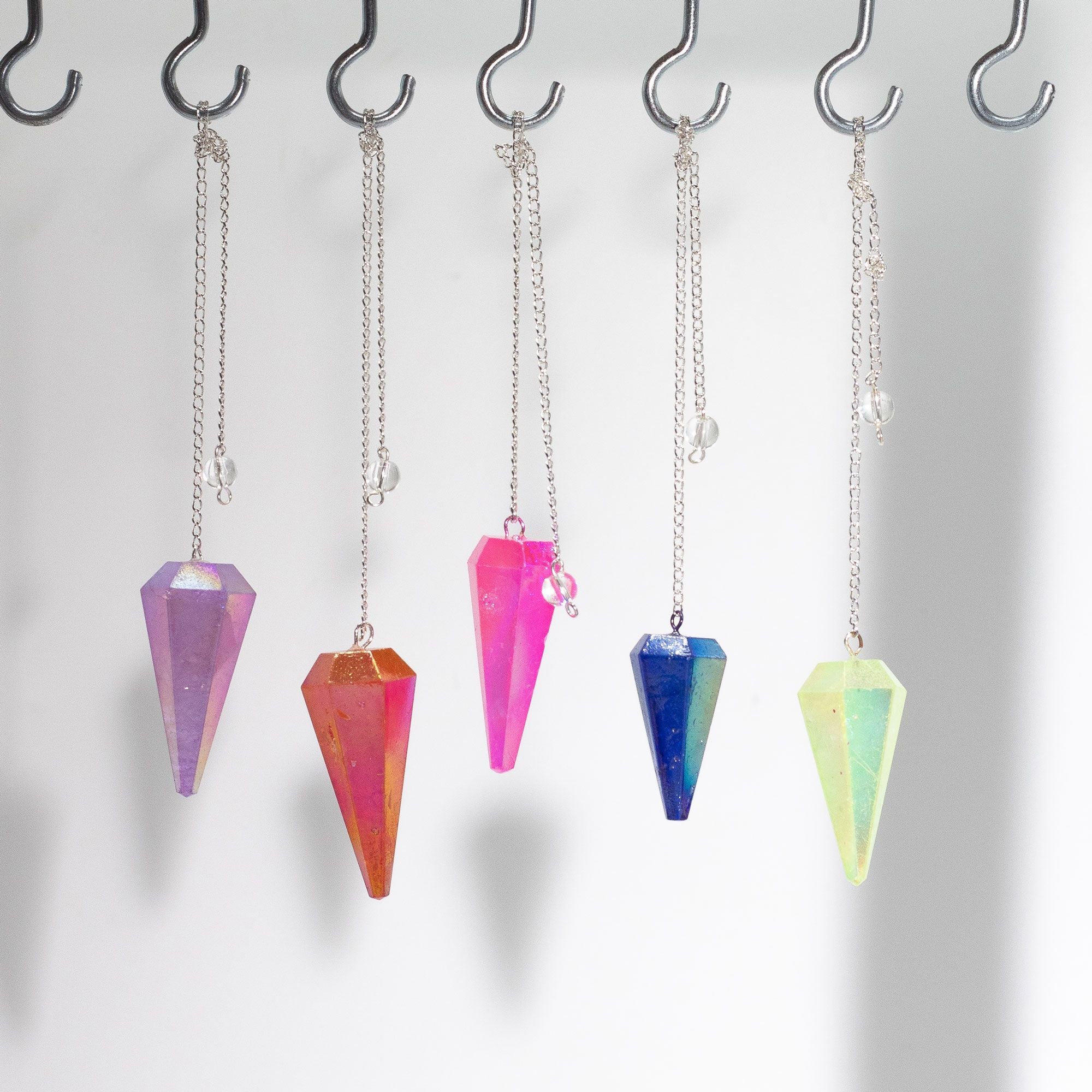 Six Sided Pendulum with Aurora Crystal Pink for Intuitive Readings
