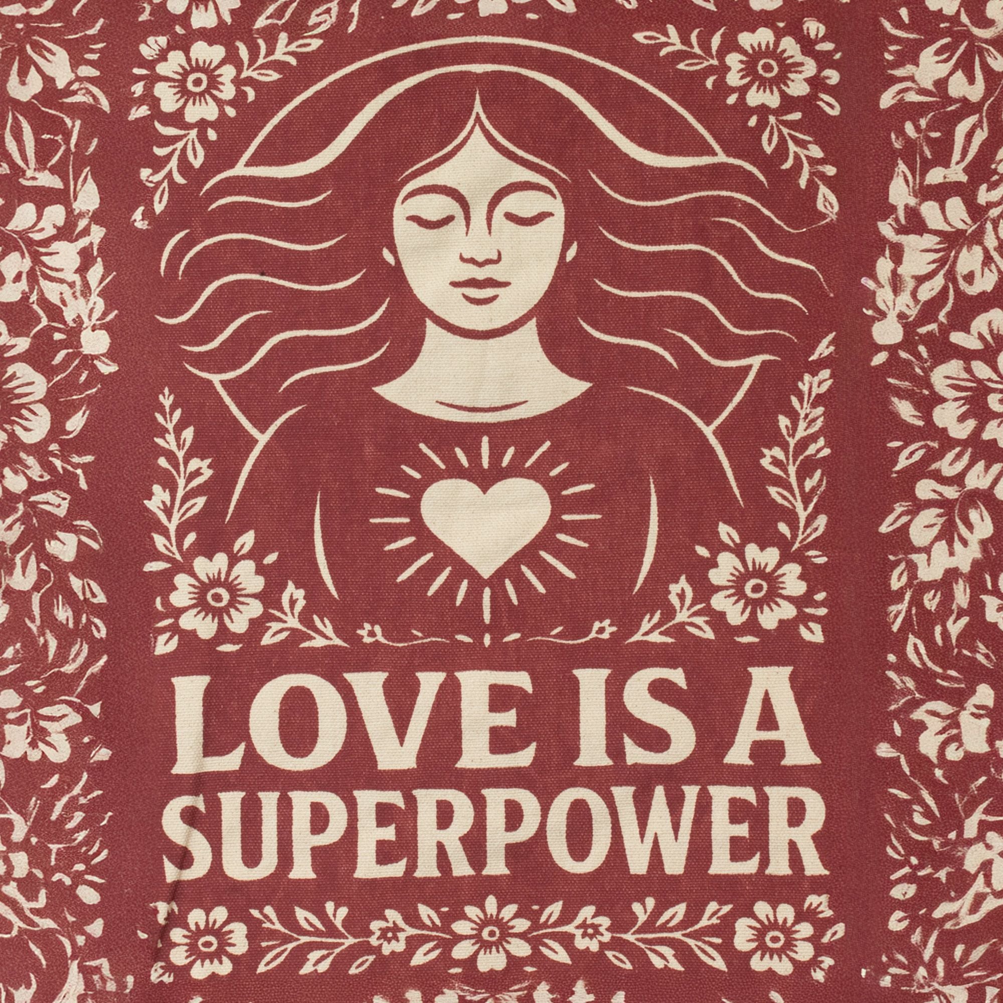 Nomad Sari Iconic Toni Tote Bag with Love is a Super Power Design