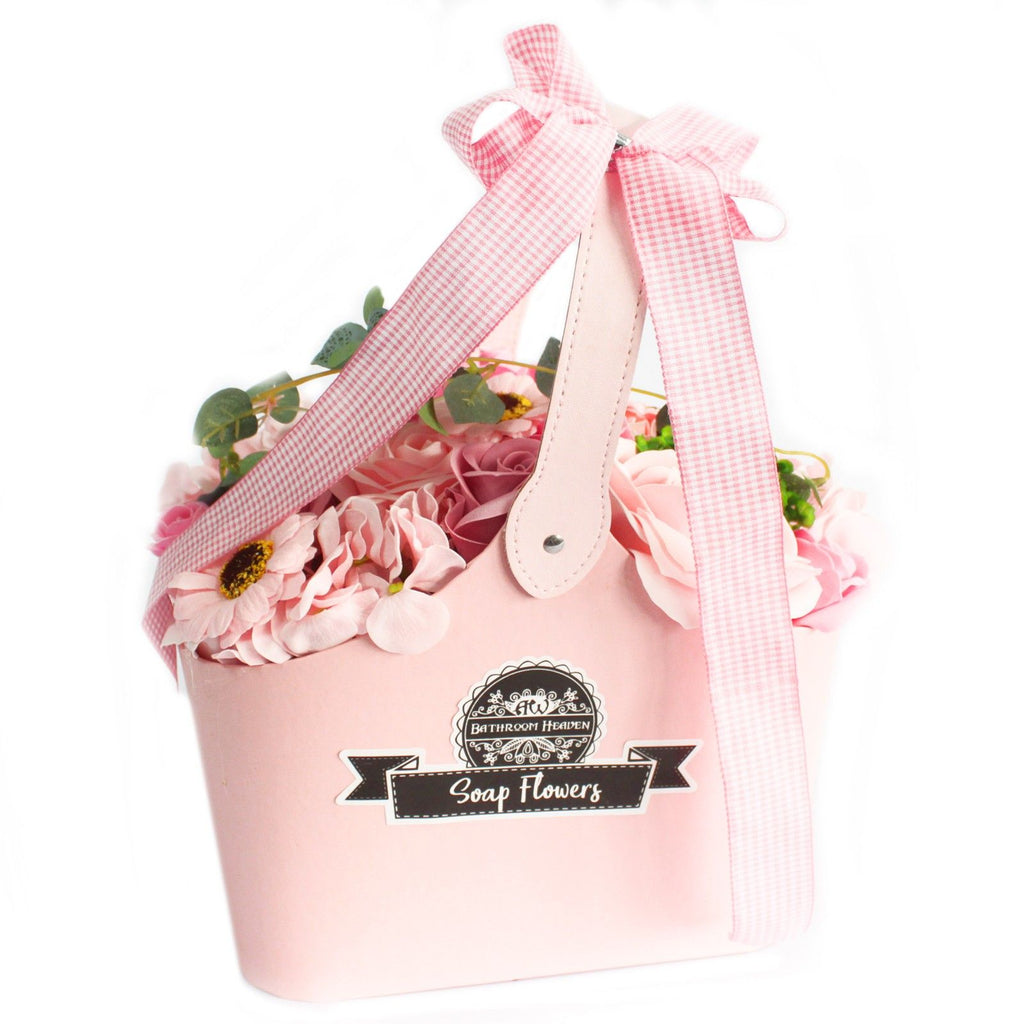 Basket Soap Flower Bouquet Pink for Luxurious Bath Experiences