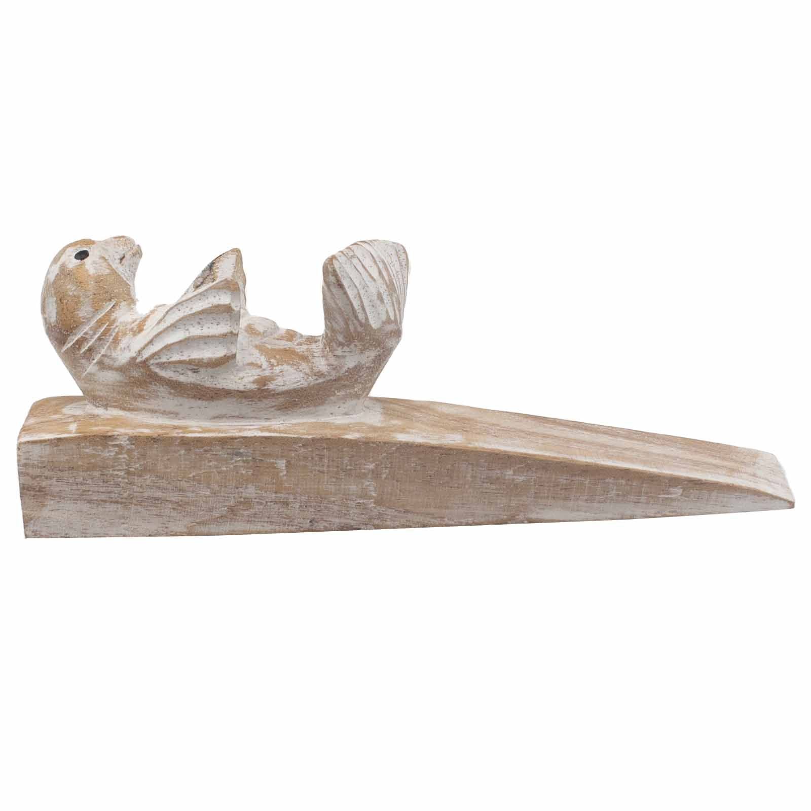 Hand Carved Baby Seal Doorstop for Home and Office Decor Piece