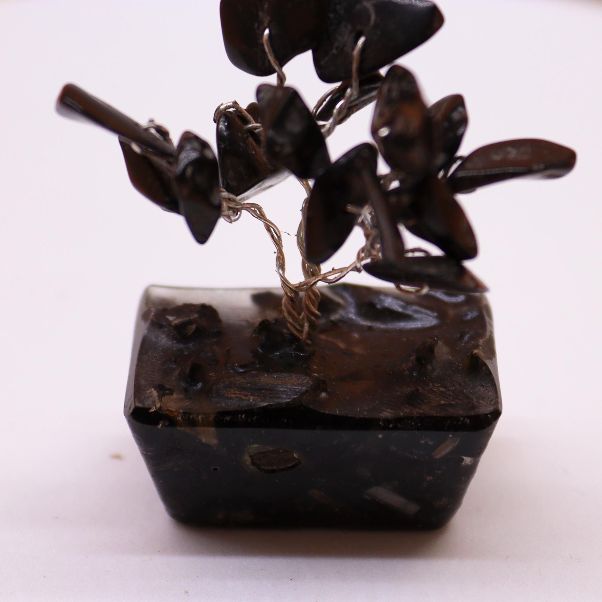 Mini Gemstone Tree on Orgonite Base with Black Agate 15 Stones
