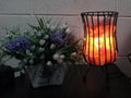 Tall Salt Rock Brazier with Pink Salt Chunks and Light Fitting
