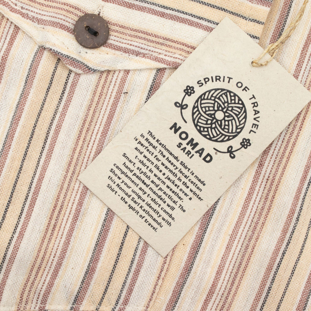 Nomad Sari Grandad Shirt in Brown Beige for Everyday Style
