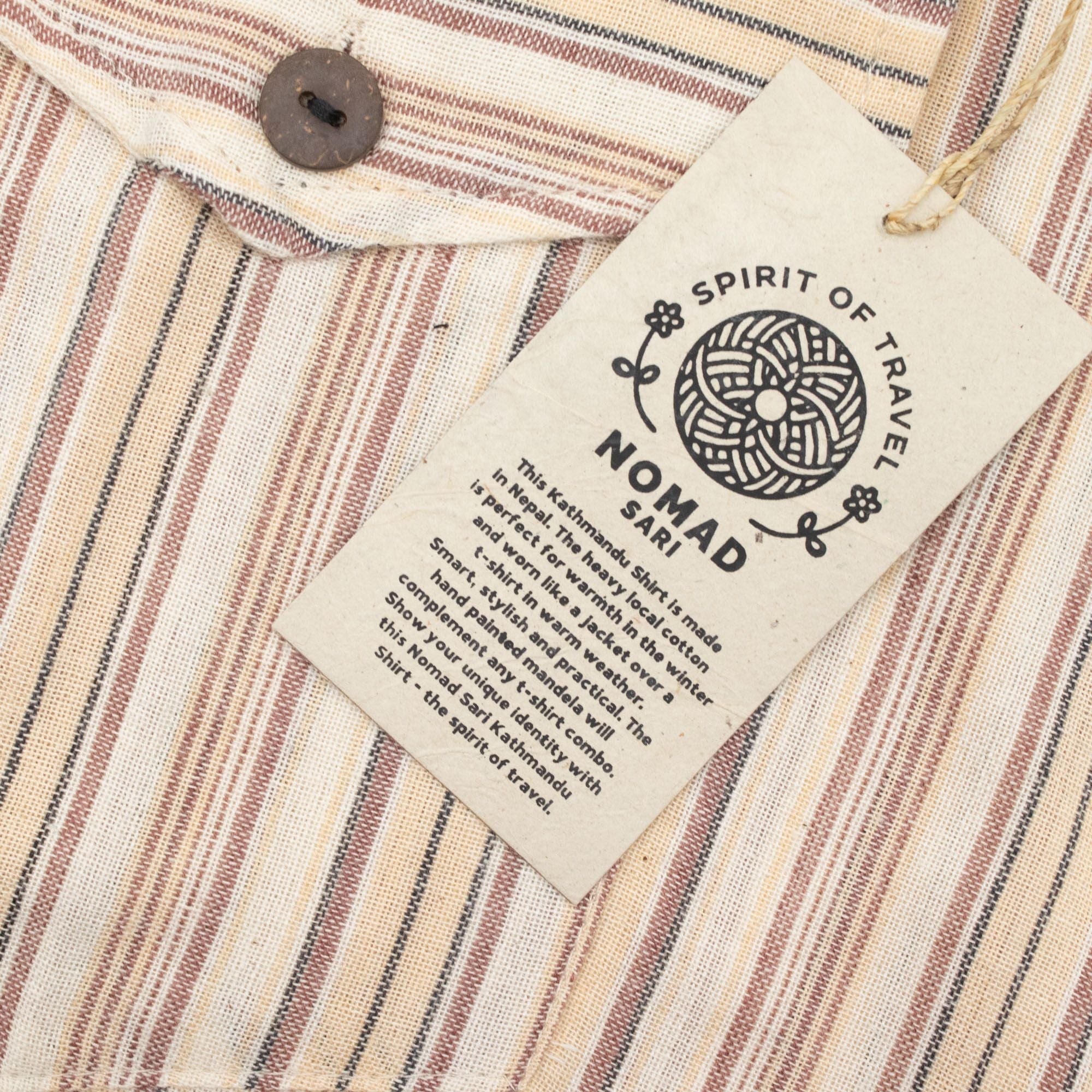 Nomad Sari Grandad Shirt in Brown Beige for Everyday Style
